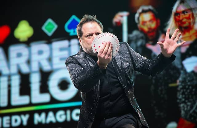 Farrell Dillon performing close-up comedy magic