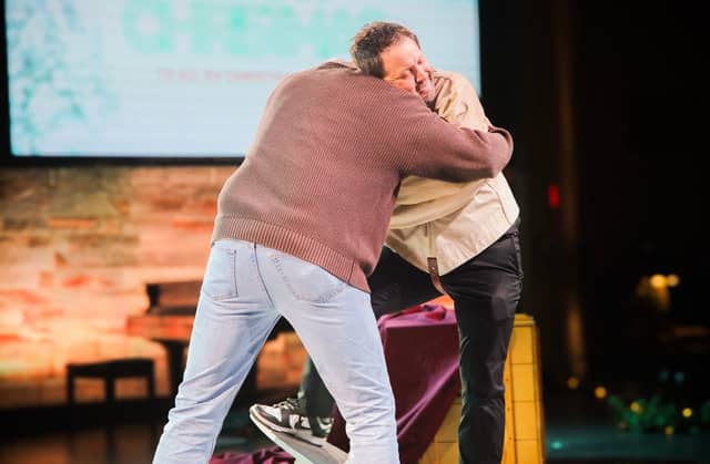 Farrell Dillon sharing a funny audience moment on stage